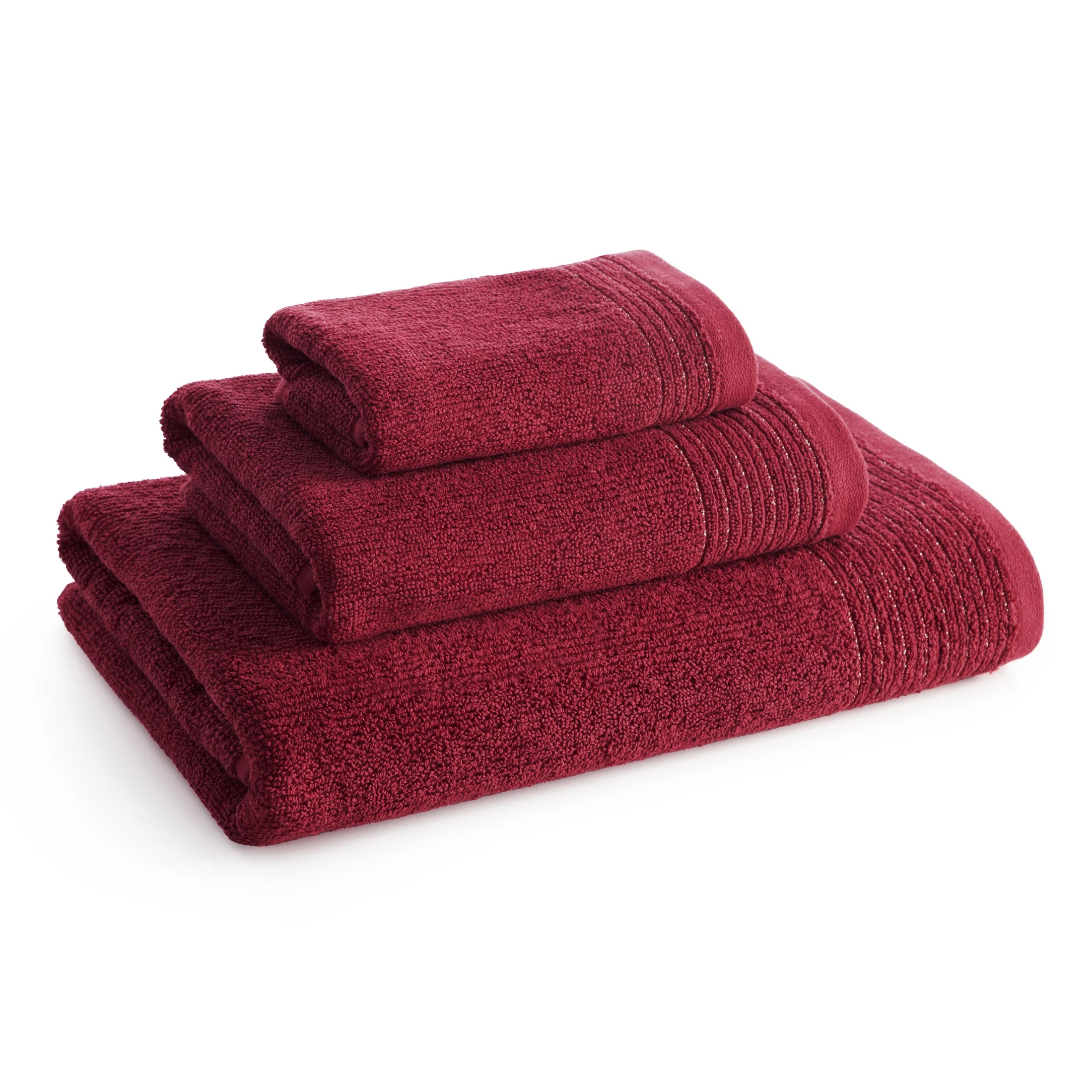 Ręcznik do rąk 30x50 cm bawełniany kolor bordowy zdobiony błyszczącą bordiurą 500 g/m2 LARI Eurofirany