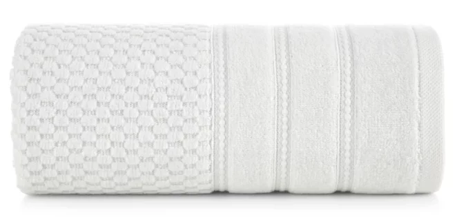 Ręcznik do rąk 30x50 cm bawełniany kolor biały z ozdobną bordiurą w paseczki 500 g/m2 ADORE Eurofirany