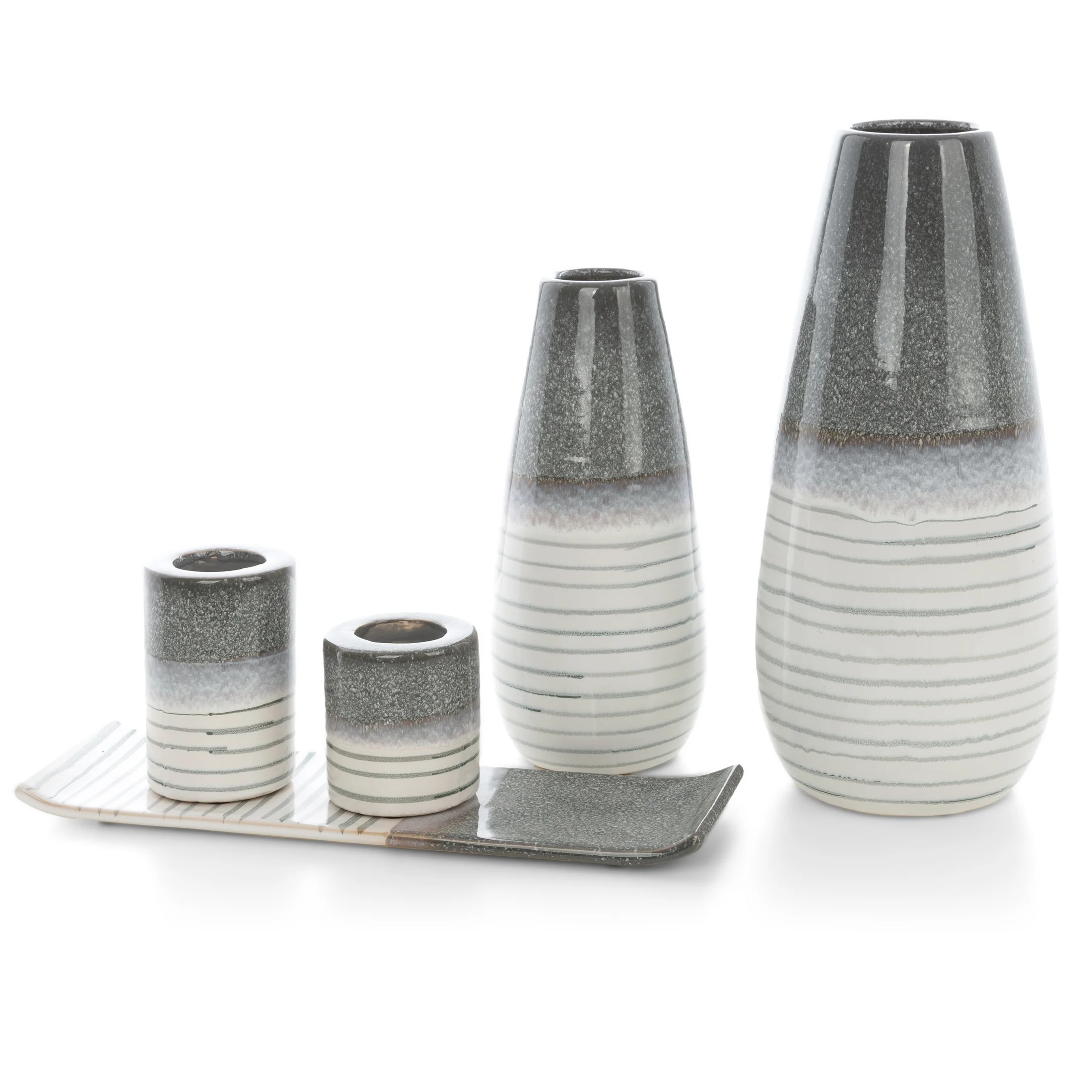 Wazon dekoracyjny biało, popielaty 13x30 cm VIKI Eurofirany