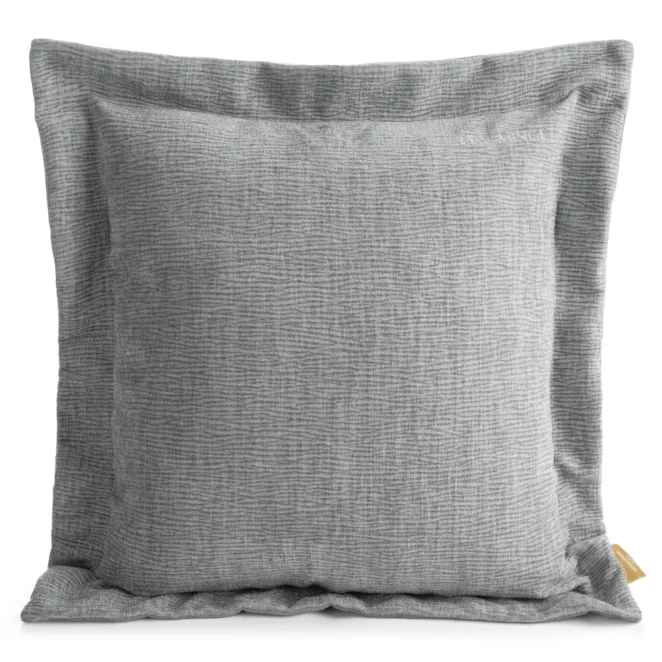 Poszewka na poduszkę  55x55 cm z szenilowej tkaniny srebrna o widocznym ozdobnym splocie Eva Minge Elegante Eurofirany