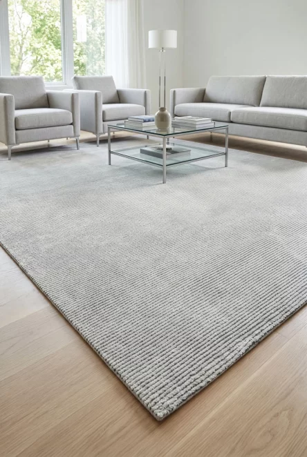 Dywan 60x100 cm szary o delikatnym połysku w wytłaczane prążki ASIA3 Eurofirany