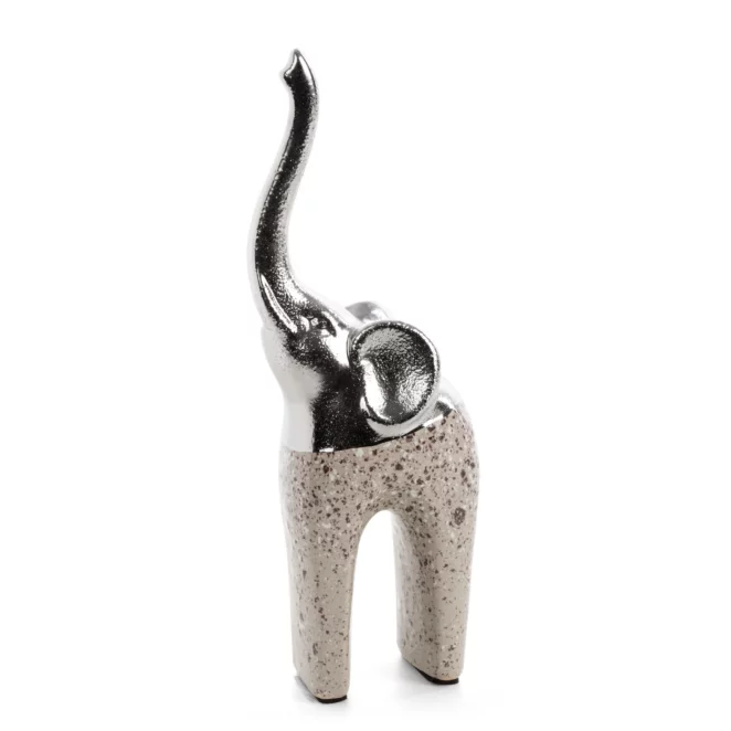 Figurka dekoracyjna srebrna w kształcie słonia 11x7x30 cm LAILA Eurofirany