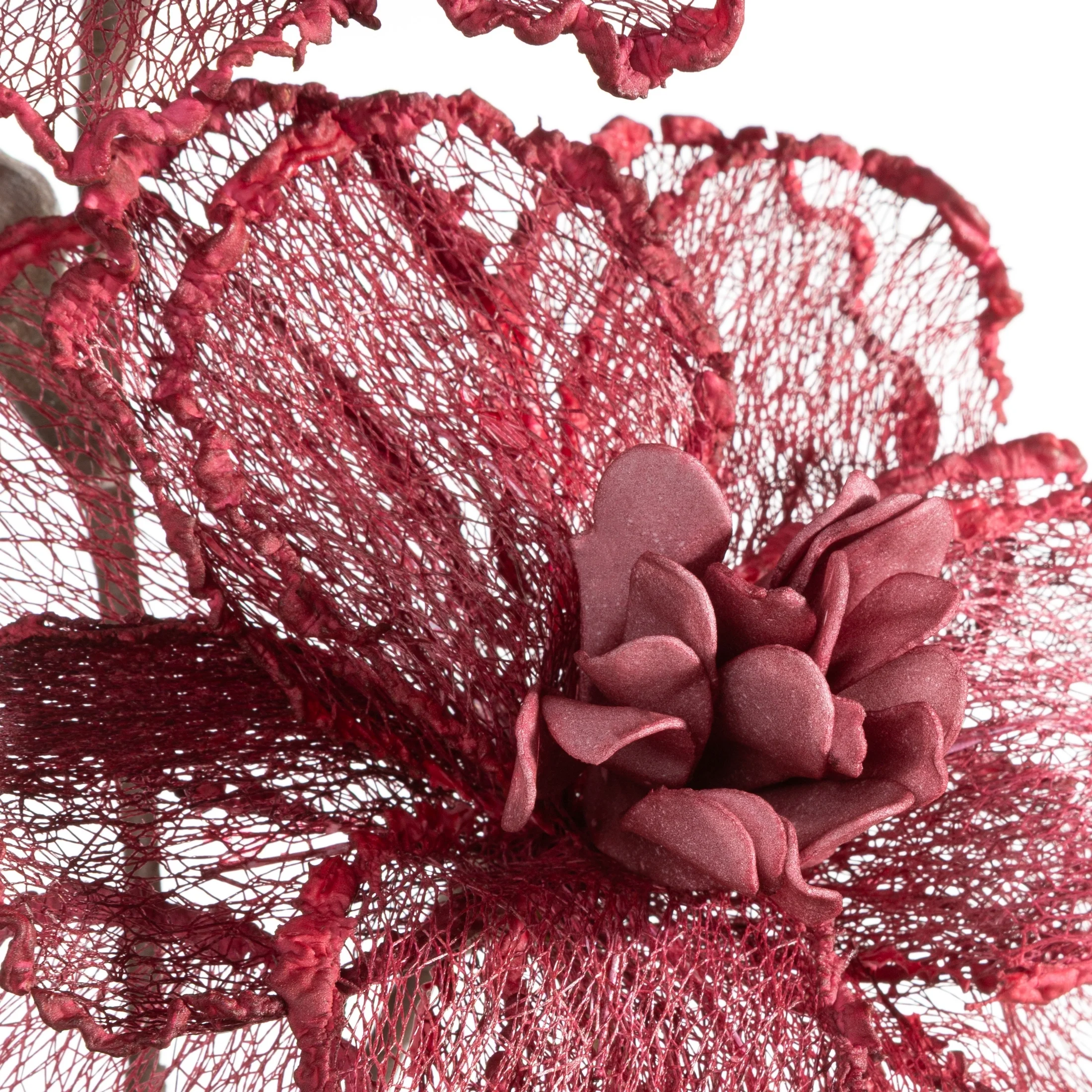 Kwiat sztuczny czerwony z siateczki 90 cm Eurofirany