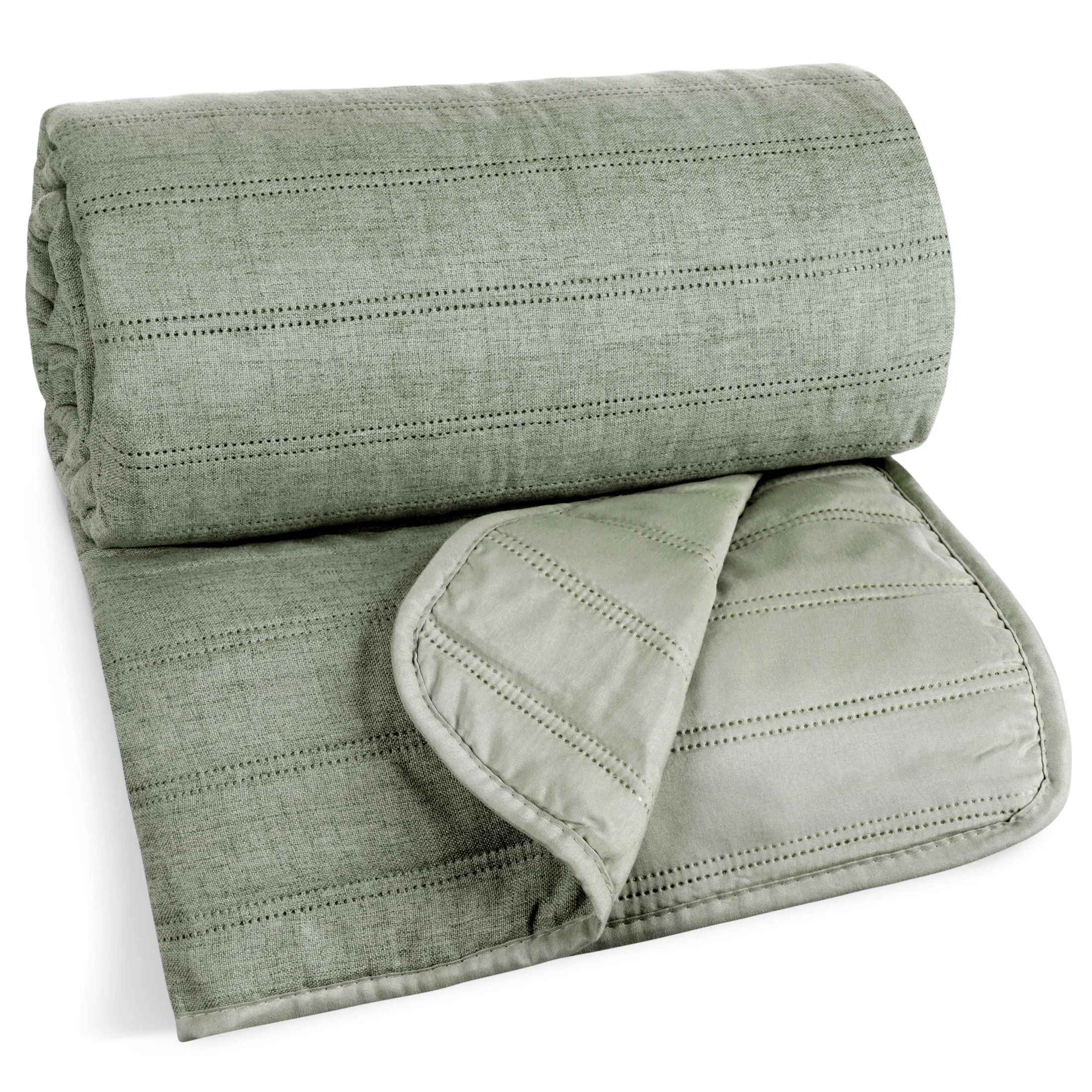 Narzuta imitująca len miętowa pikowana metodą hot press 220x240 cm SELEN Eurofirany