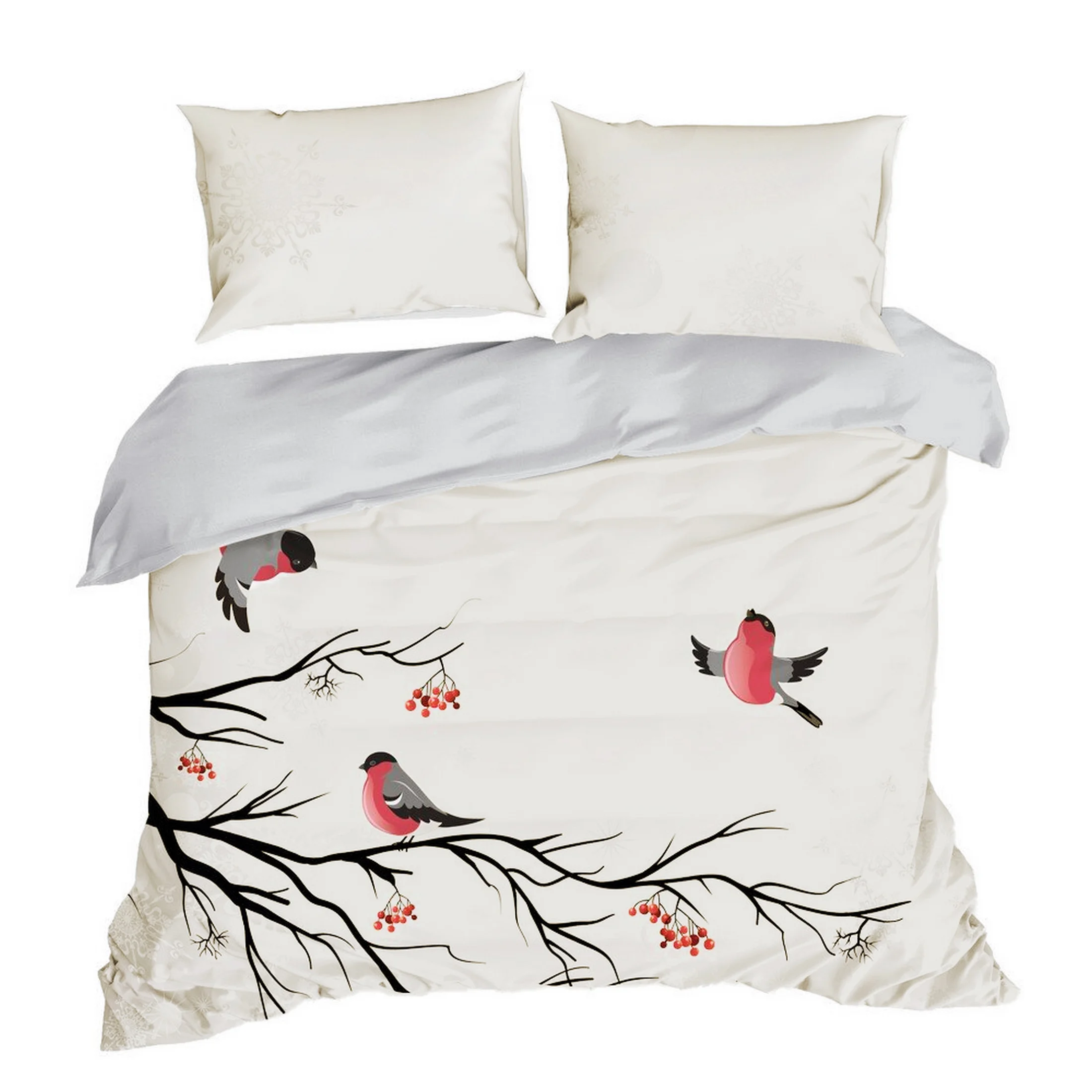 Pościel świąteczna 160x200 cm bawełniana kolor biały, jasnoczerwony BERRY Eurofirany