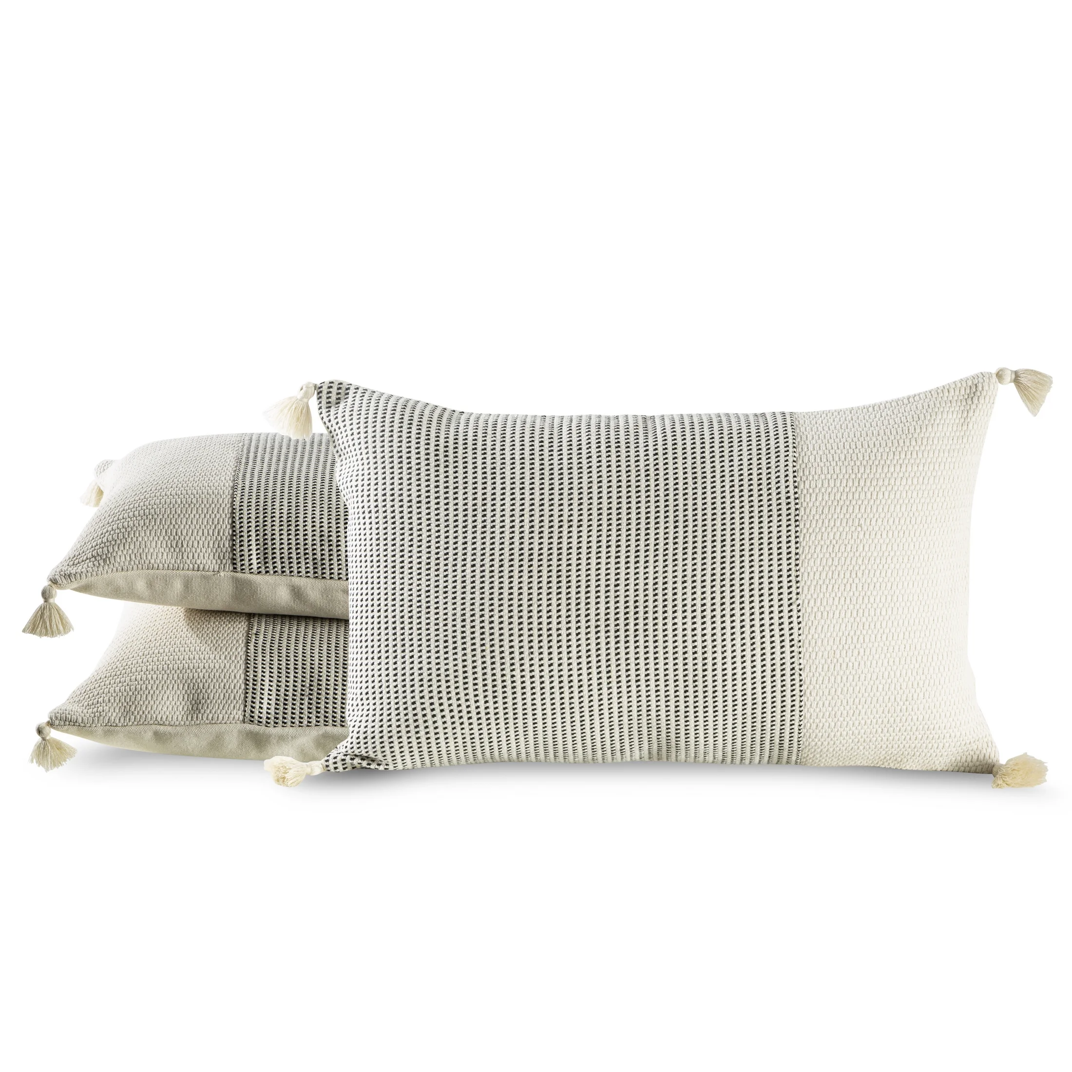 Poszewka na poduszkę 45x45 cm z ozdobnymi pomponami kremowo, czarna BOHO Eurofirany