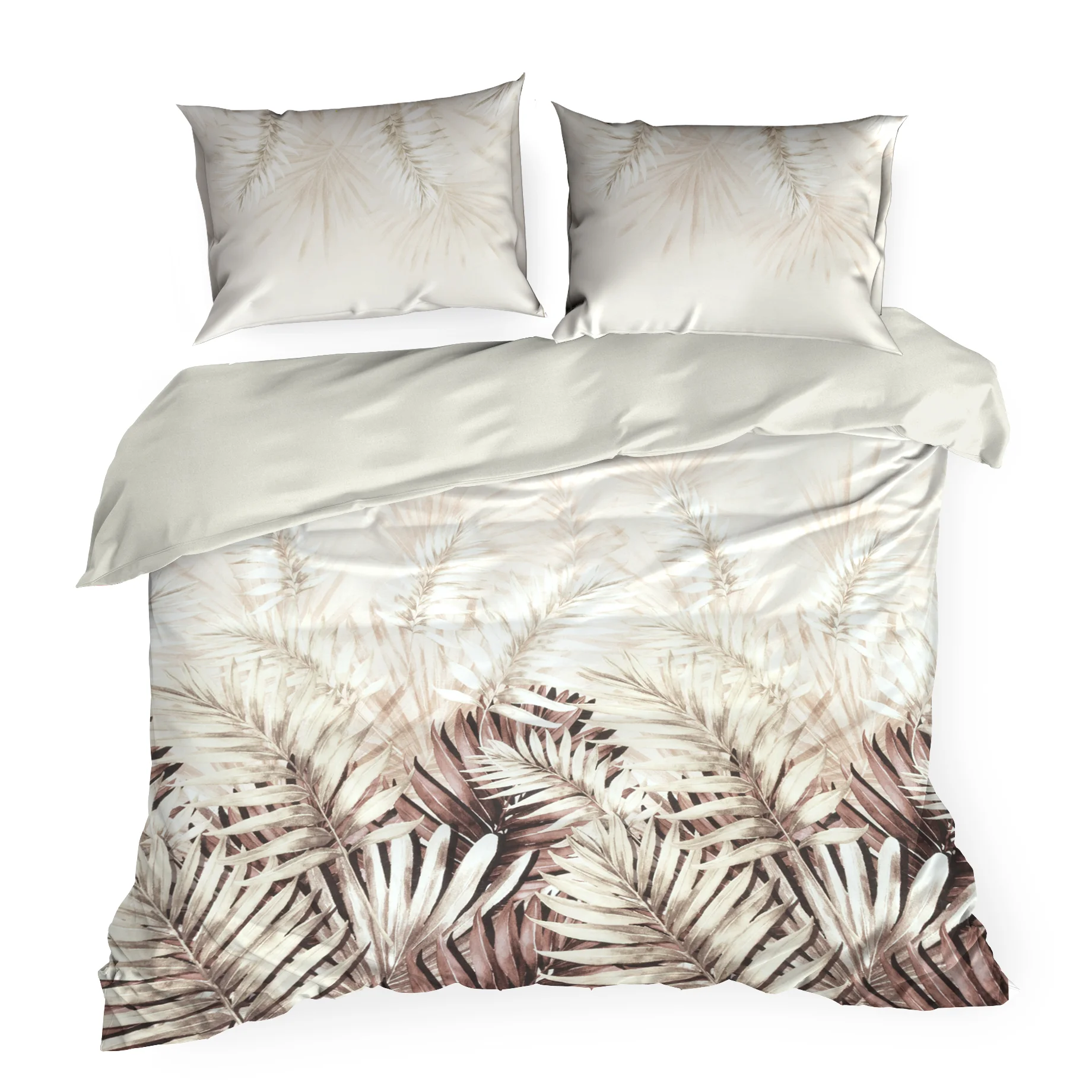 Pościel 160x200 cm bawełna ranforce kolor biały brązowy z motywem roślinnym NESSA Eurofirany
