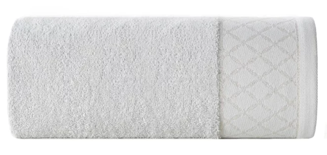 Ręcznik kąpielowy 50x90 cm bawełniany kolor srebrny zdobiony wzorem geometrycznym 500 g/m2 LAYLA Eurofirany