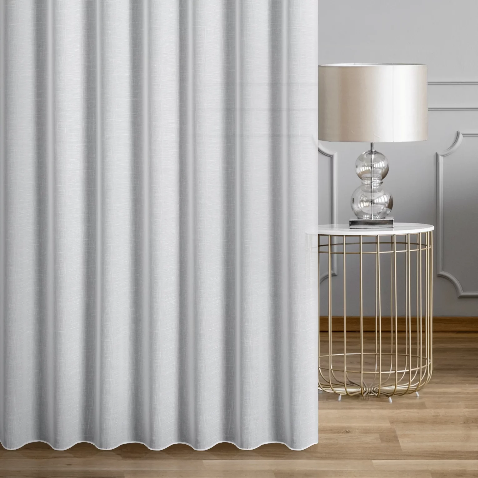 Firana szyta na taśmie 8 cm LINEN2 naturalna z gładkiej matowej etaminy o naturalnym splocie