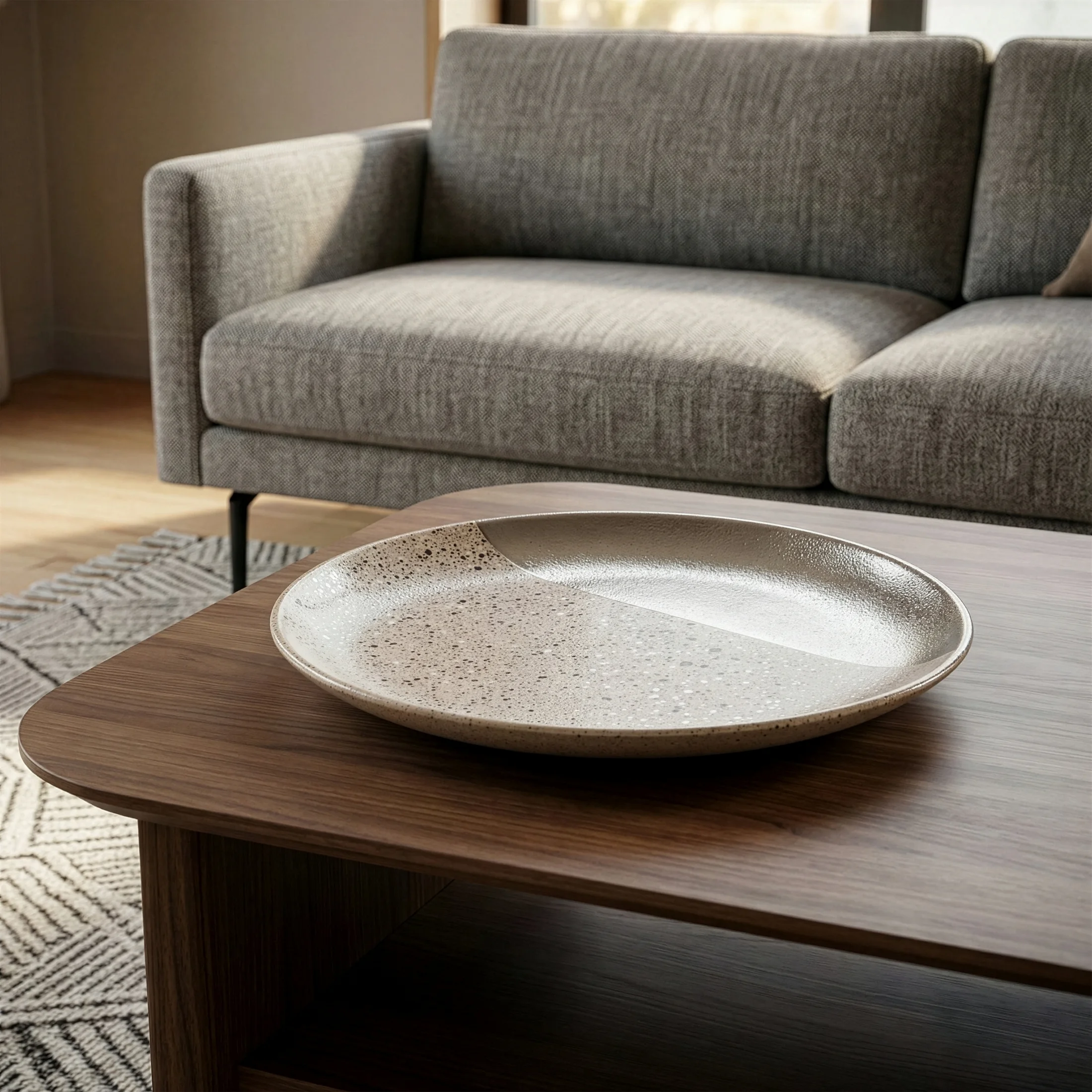 Patera dekoracyjna srebrna łącząca dwie kontrastujące powierzchnie 35x4 cm LAILA Eurofirany