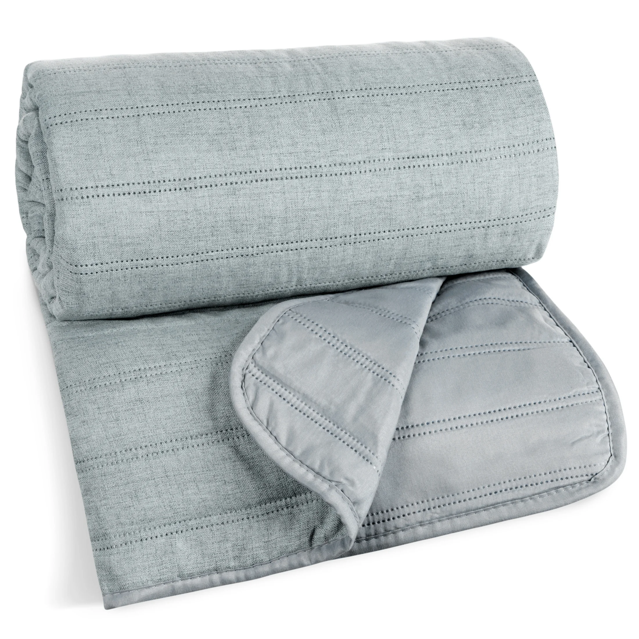 Narzuta imitująca len szałwiowa pikowana metodą hot press 220x240 cm SELEN Eurofirany