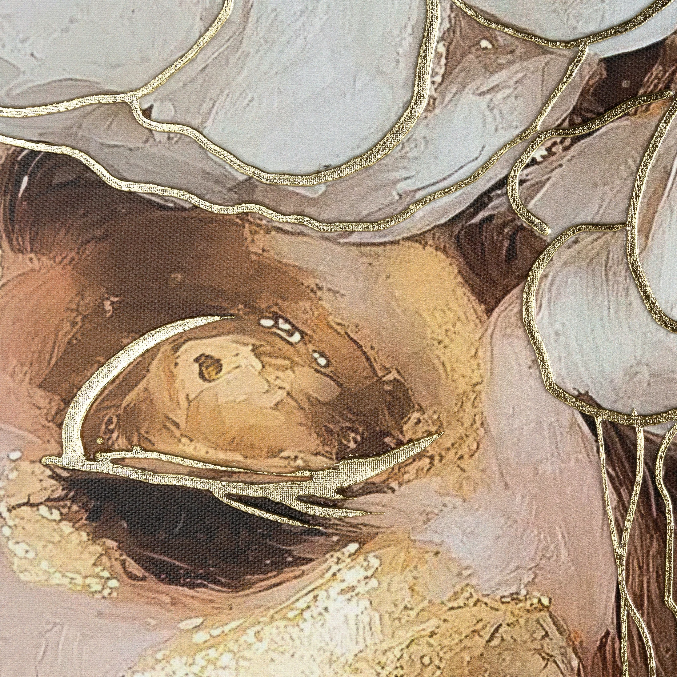 Obraz beżowo, złoty nadruk na płótnie 60x80 cm Eurofirany