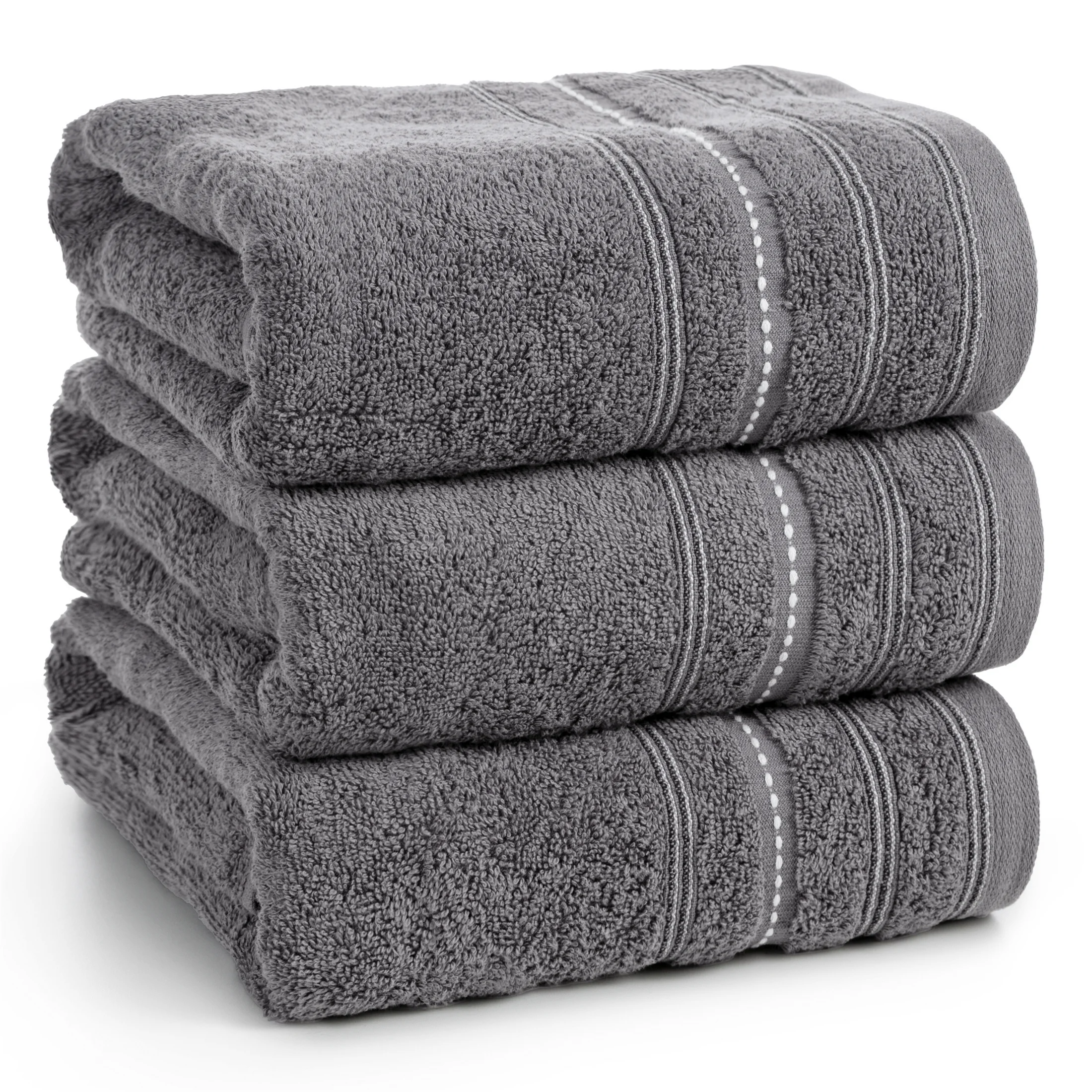 Ręcznik kąpielowy 70x140 cm bawełniany kolor stalowy zdobiony kontrastującymi pasami 500 g/m2 VENTO Eurofirany