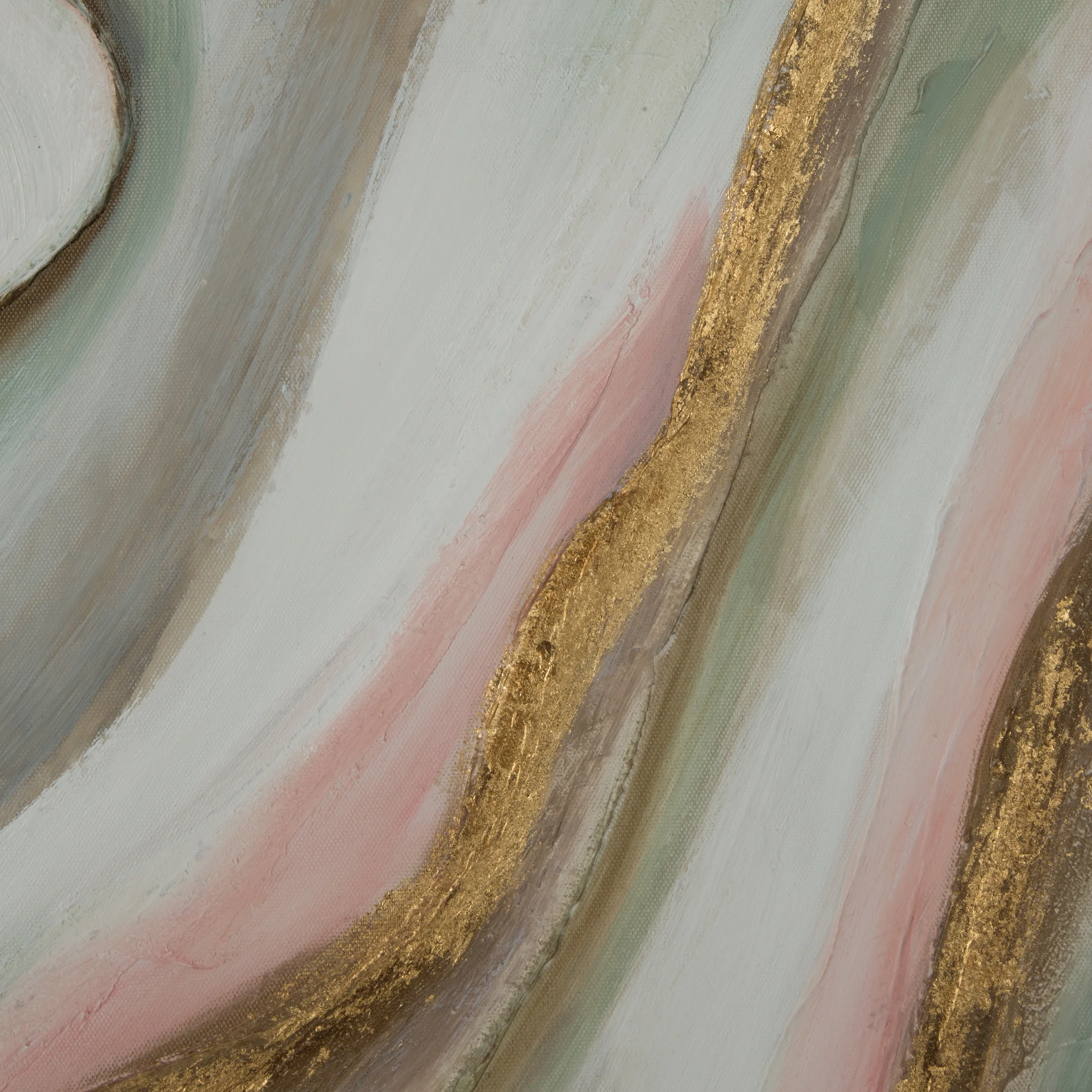 Obraz abstrakcja zielono, różowy ręcznie malowany na płótnie 60x90 cm WELLING Eurofirany