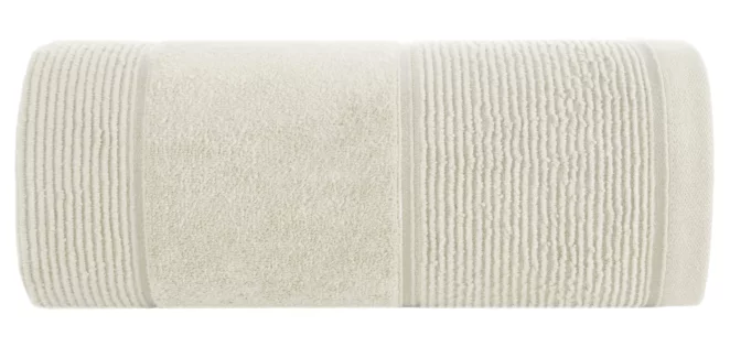 Ręcznik do rąk 30x50 cm bawełniany kolor kremowy z welurową bordiurą 500 g/m2 EMMA Eurofirany