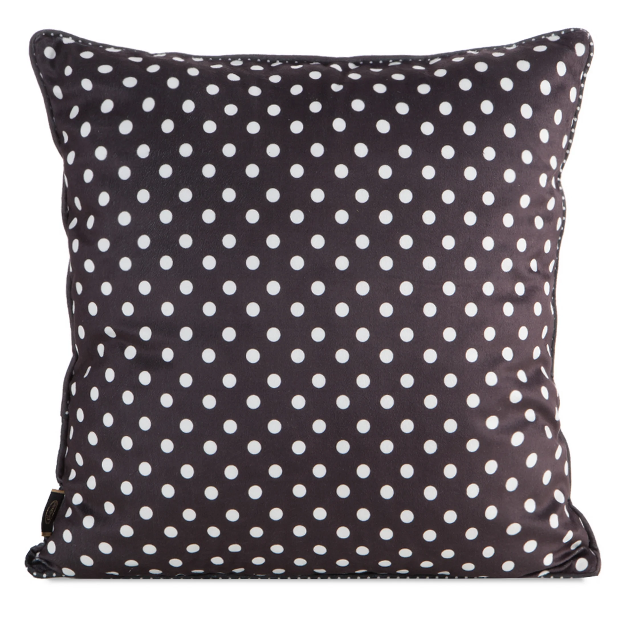 Poszewka na poduszkę 45x45 cm welwetowa i elegancką lamówką na brzegach czarno, biała WIOSNA 4 Eurofirany