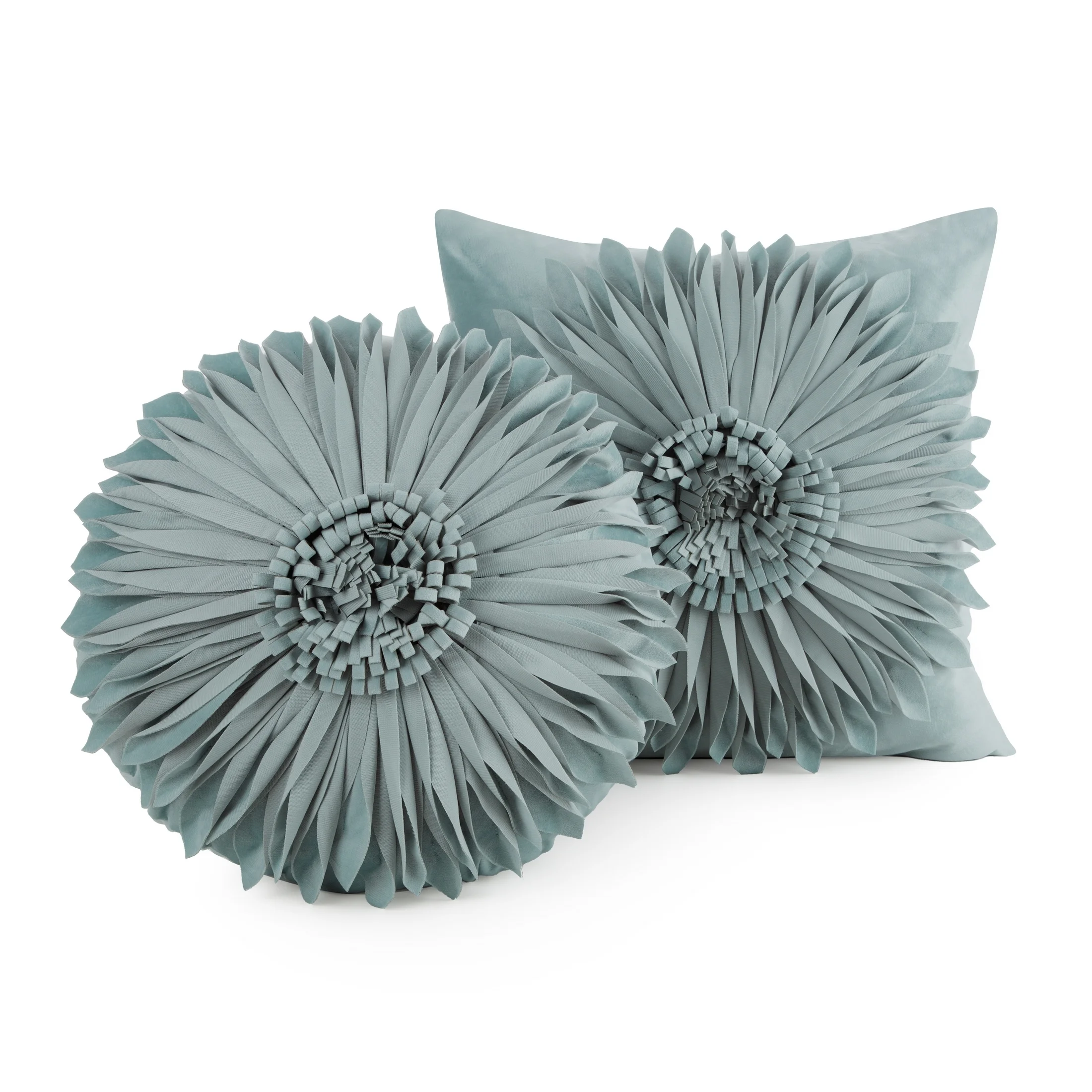 Poszewka na poduszkę 45 x 45 cm z welwetu kolor miętowy zdobiona kwiatem 3D FLORES 3 Eurofirany