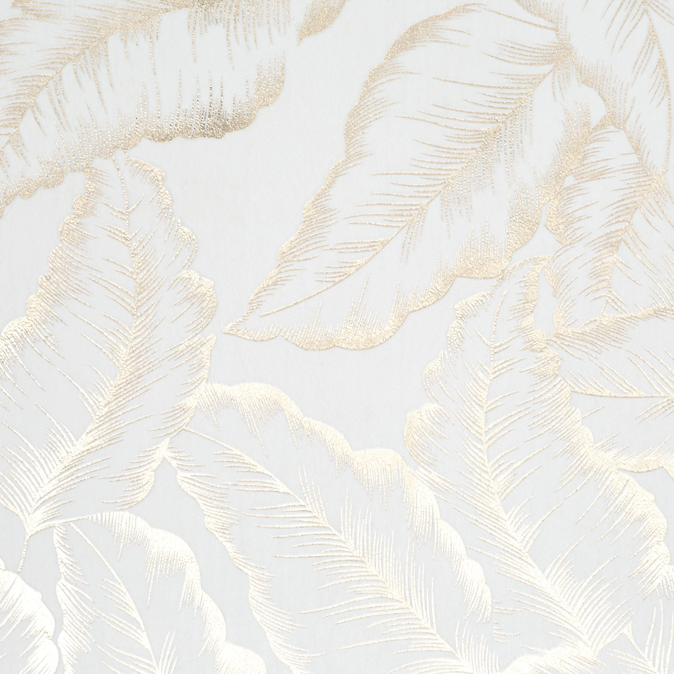 Zasłona biało szampańska zdobiona nadrukiem liści 140x250 cm złota przelotka - MILENA Eurofirany