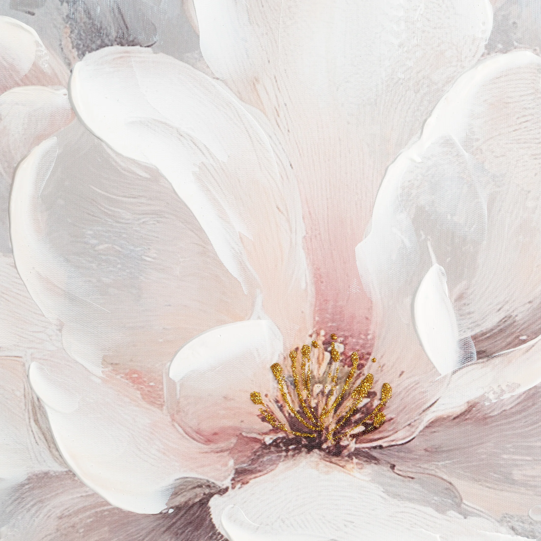 Obraz kremowo, jasnoróżowy ręcznie malowane magnolie 120x60 cm Eurofirany