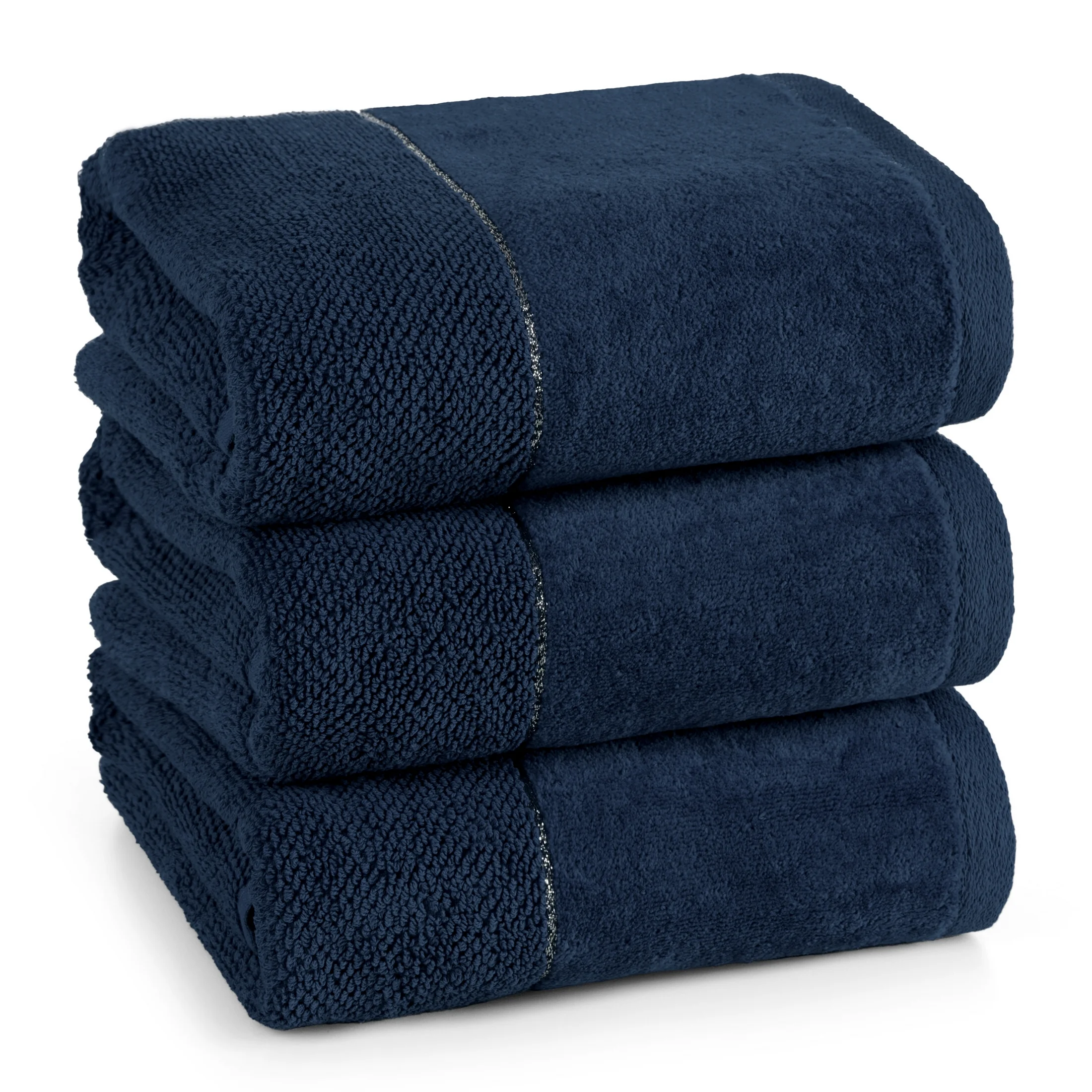 Ręcznik kąpielowy 50x90 cm bawełniany kolor granatowy z welwetową bordiurą ARIA Eurofirany