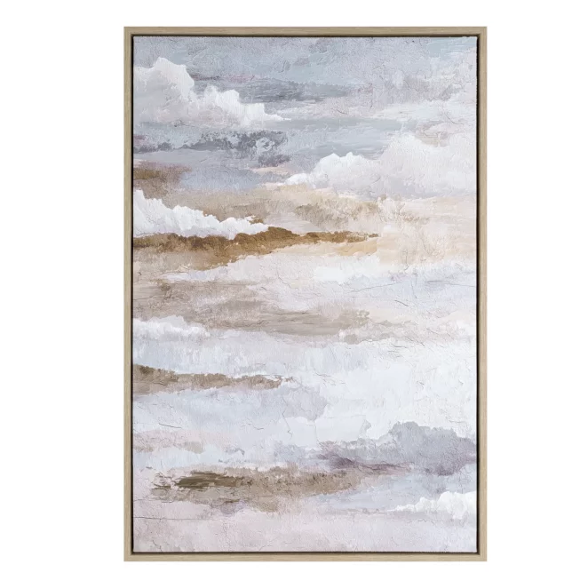 Obraz jasnoniebieski, brązowy abstrakcyjny nadruk na płótnie 60x90 cm Eurofirany