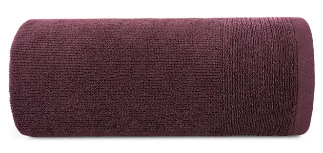 Ręcznik do rąk 30x50 cm bawełniany kolor burgundowy zdobiony błyszczącą bordiurą 500 g/m2 LARI Eurofirany