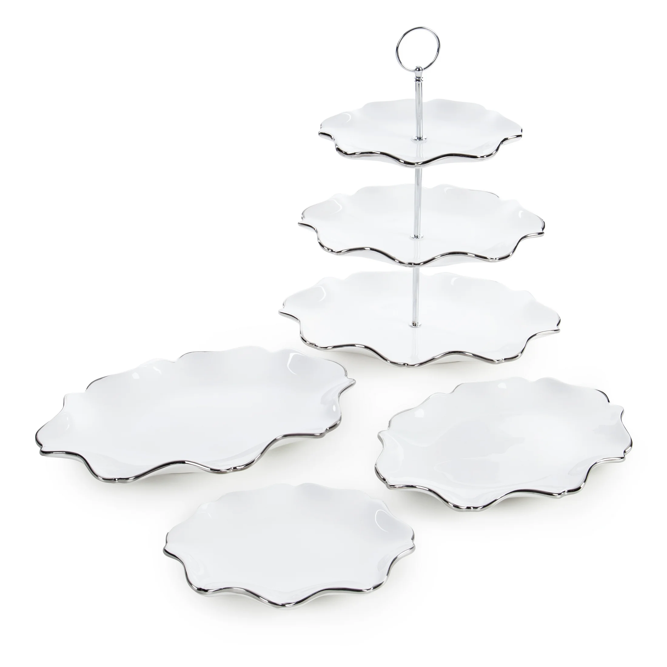 Trzypiętrowa patera dekoracyjna z glinki ceramicznej AUREN Eurofirany