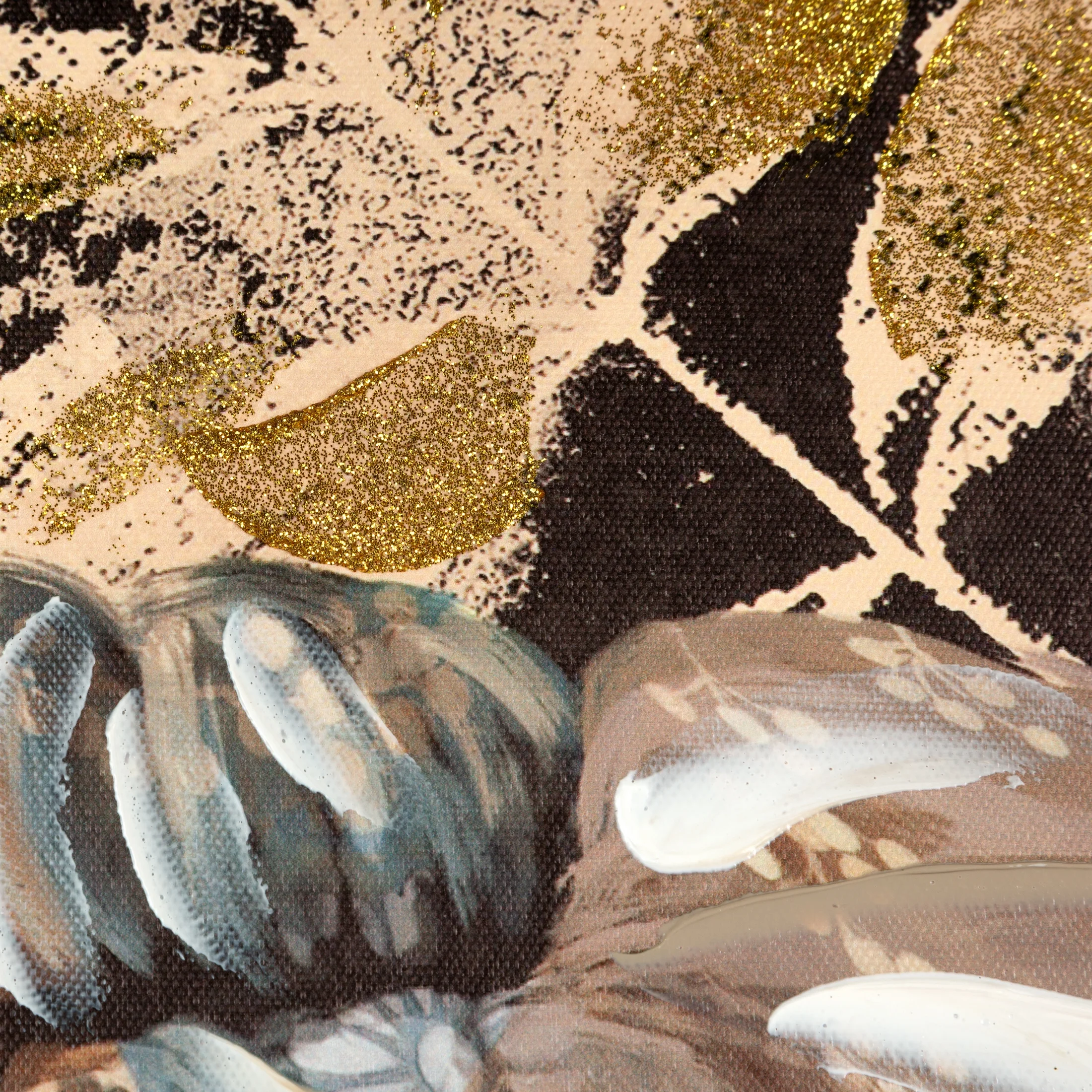 Obraz postaci brązowo, złoty malowany na płótnie w złotej ramce 60x100 cm BELLE 7