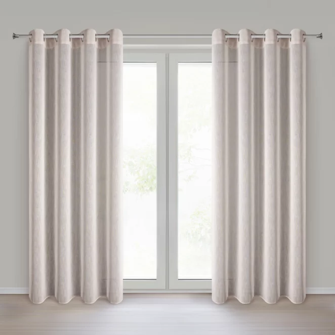 Zasłona w stylu eko różowa z efektem deszczyku 140x250 cm przelotki - ANGELICA  Eurofirany