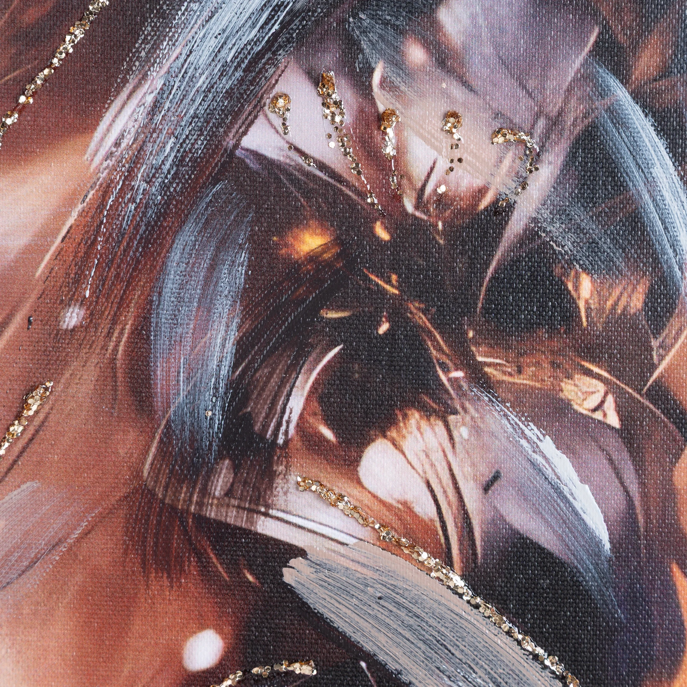 Obraz postaci beżowo, granatowy ręcznie malowany na płótnie w stylu boho 80x120 cm Eurofirany