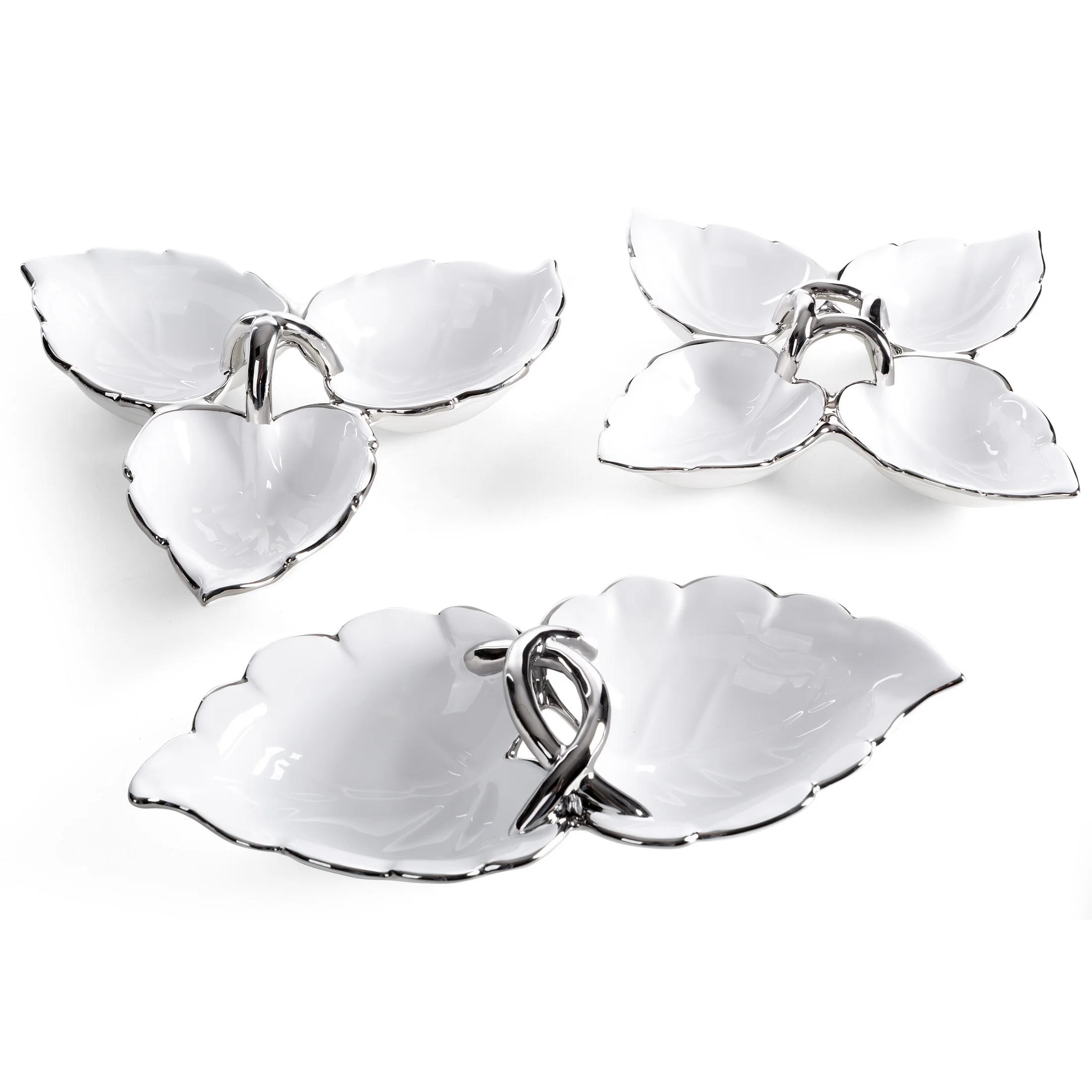 Misa dekoracyjna biało, srebrna w kształcie liścia 25x7 cm DONA Eurofirany