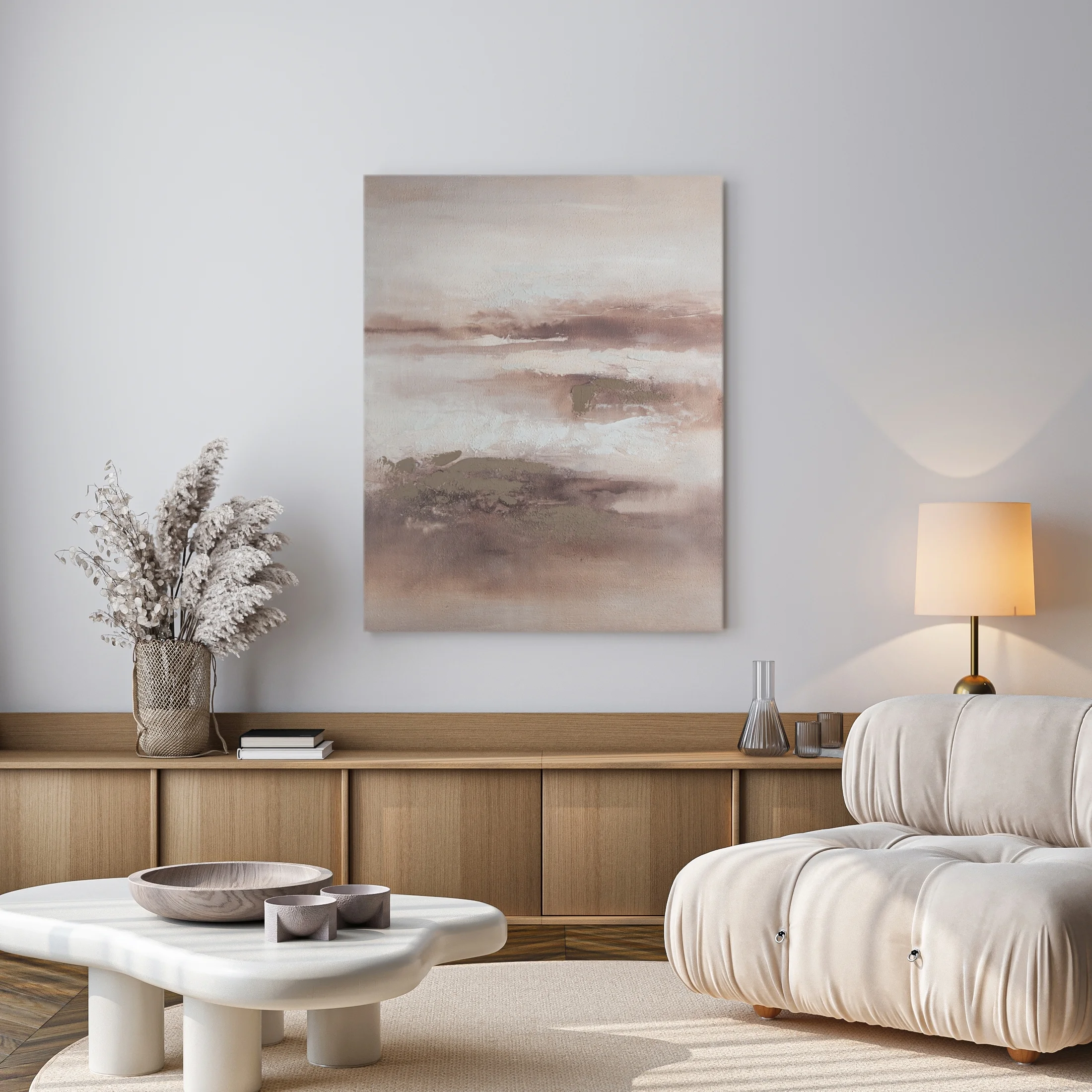 Obraz abstarkcja beżowo, kremowy ręcznie malowany na płótnie 80x100 cm Eurofirany