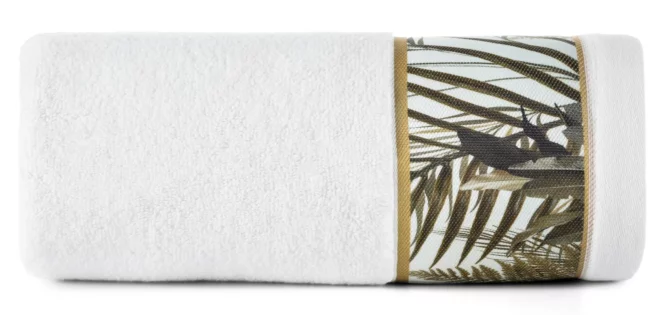 Ręcznik kąpielowy 50X90 cm bawełniany kolor biały z designerską bordiurą 500 g/m2 EVA 17 Eva Minge Eurofirany