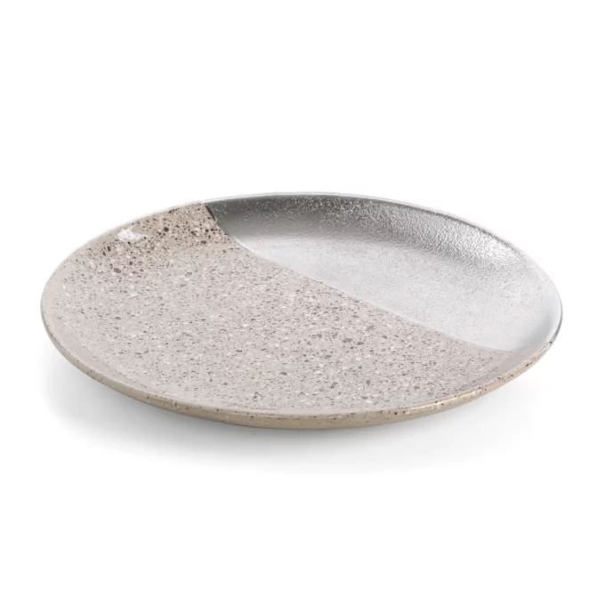 Patera dekoracyjna srebrna łącząca dwie kontrastujące powierzchnie 35x4 cm LAILA Eurofirany