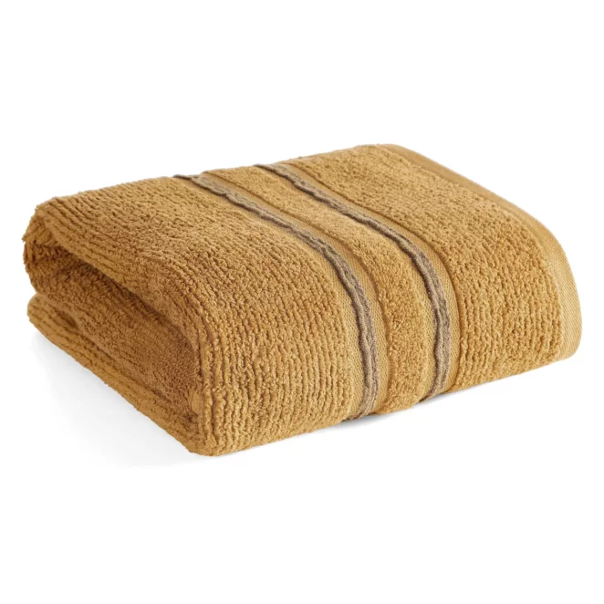 Ręcznik do rąk 30x50 cm bawełniany kolor musztardowy w kontrastujące pasy 500 g/m2 DINA Eurofirany