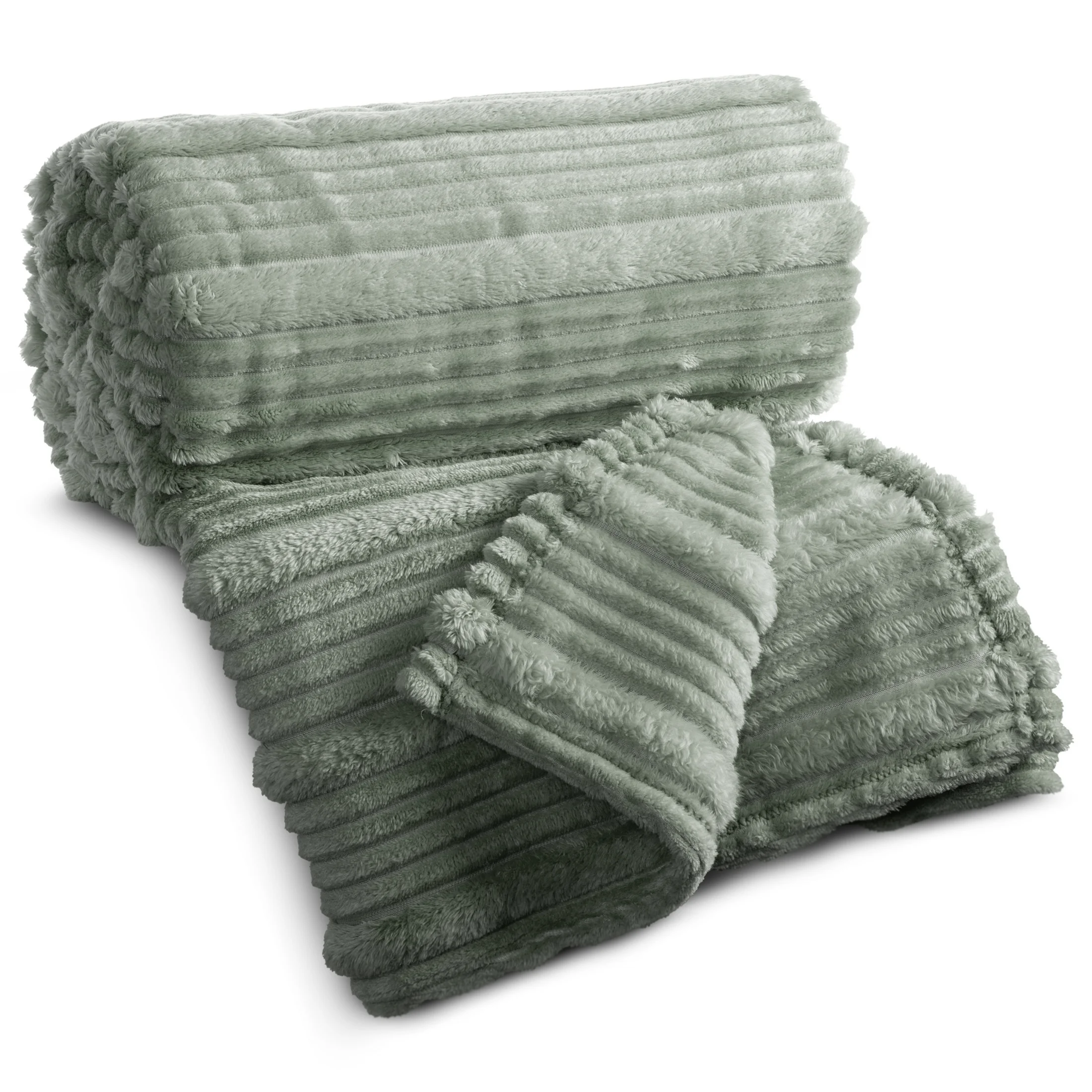 Koc 150x200 cm szałwiowy, typu flano z wzorem 3D NINA Eurofirany