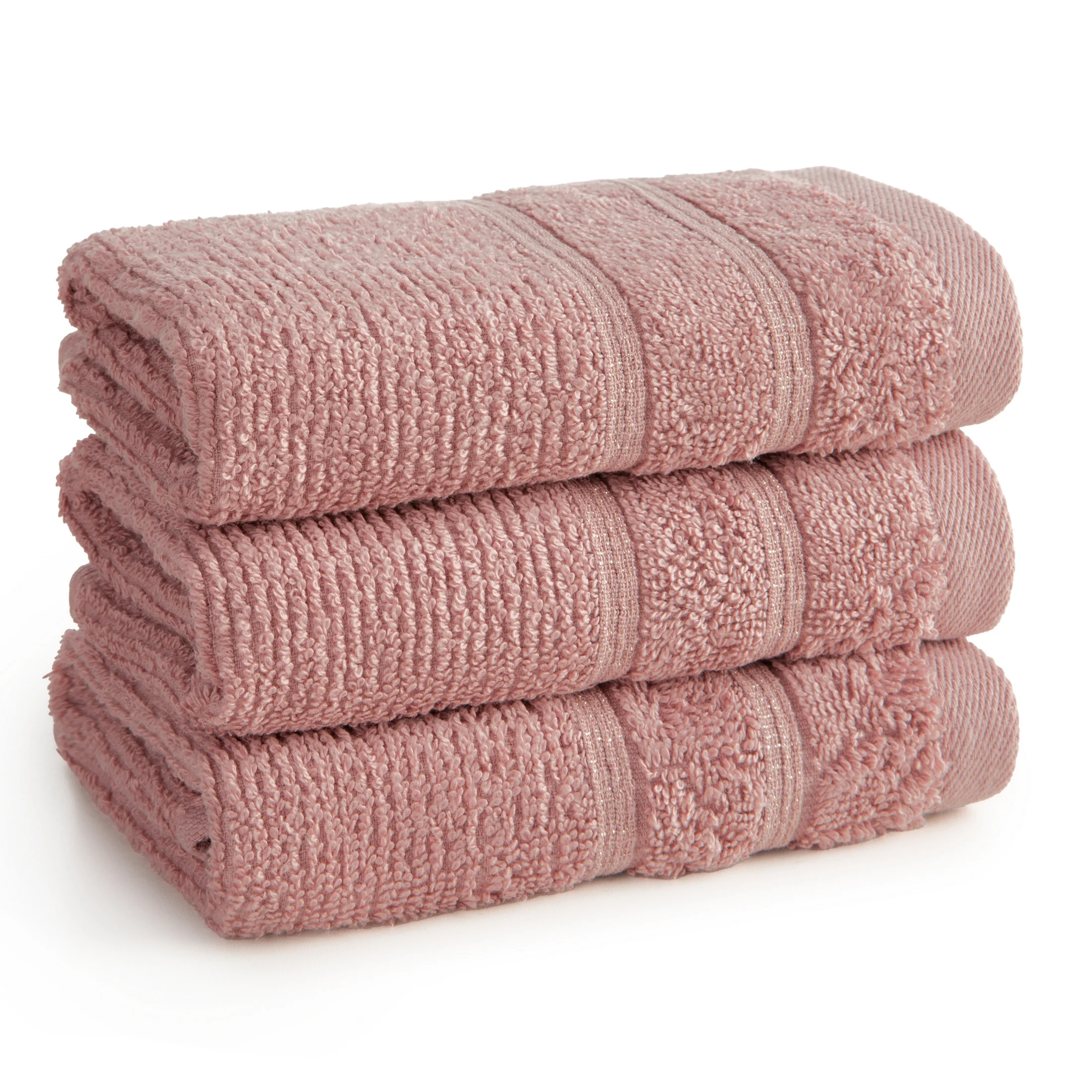 Ręcznik do rąk 30x50 cm bawełniany kolor pudrowy w błyszczące paseczki AMIRA Eurofirany