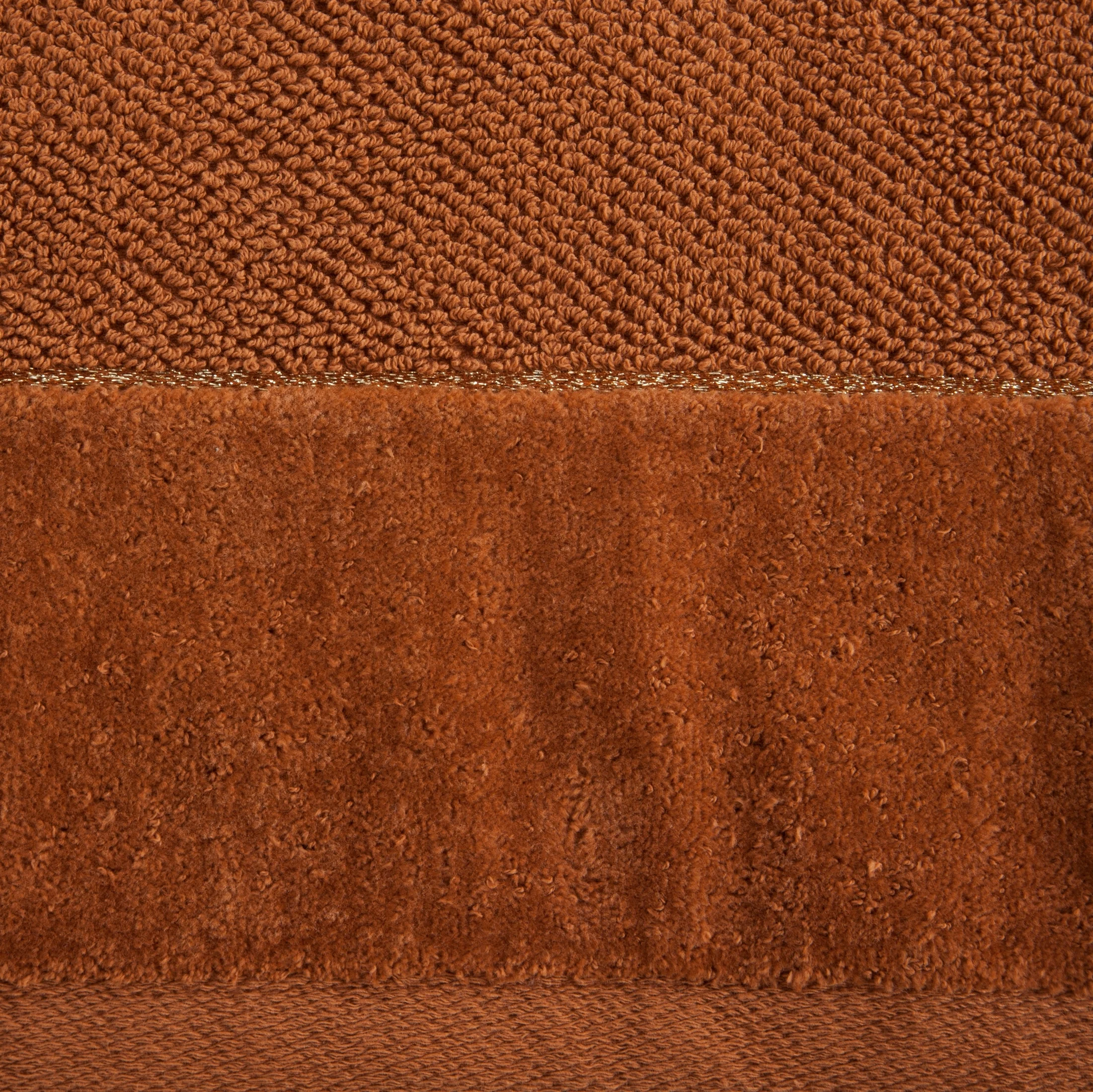 Ręcznik kąpielowy 70x140 cm bawełniany kolor ceglasty z welwetową bordiurą ARIA Eurofirany