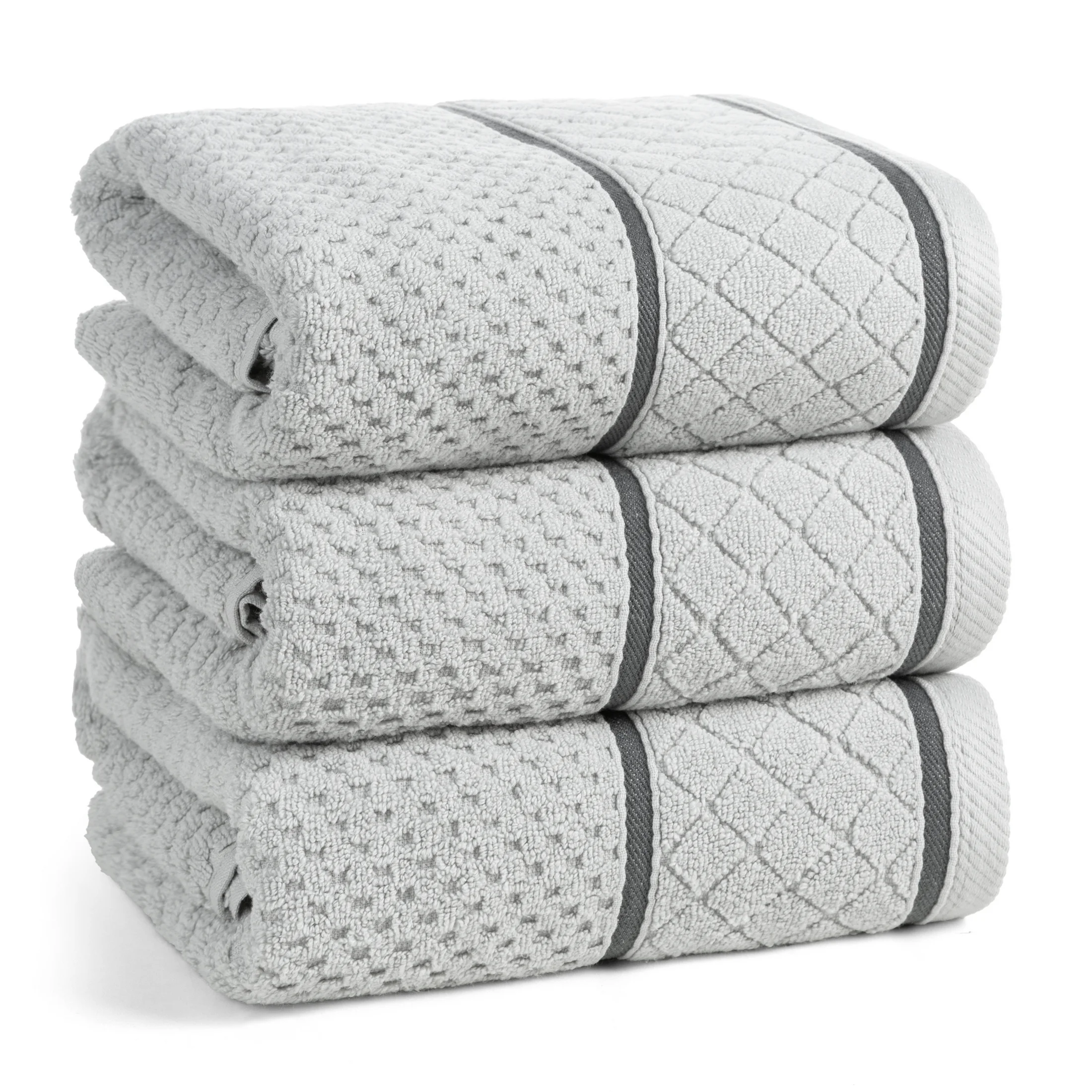 Ręcznik kąpielowy 70x140 cm bawełniany zero twist srebrny o ryżowej strukturze 550 g/m2 FAVORI Eurofirany