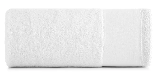 Ręcznik do rąk 30x50 cm bawełniany kolor biały z koronkową bordiurą 500 g/m2 EMI Eurofirany