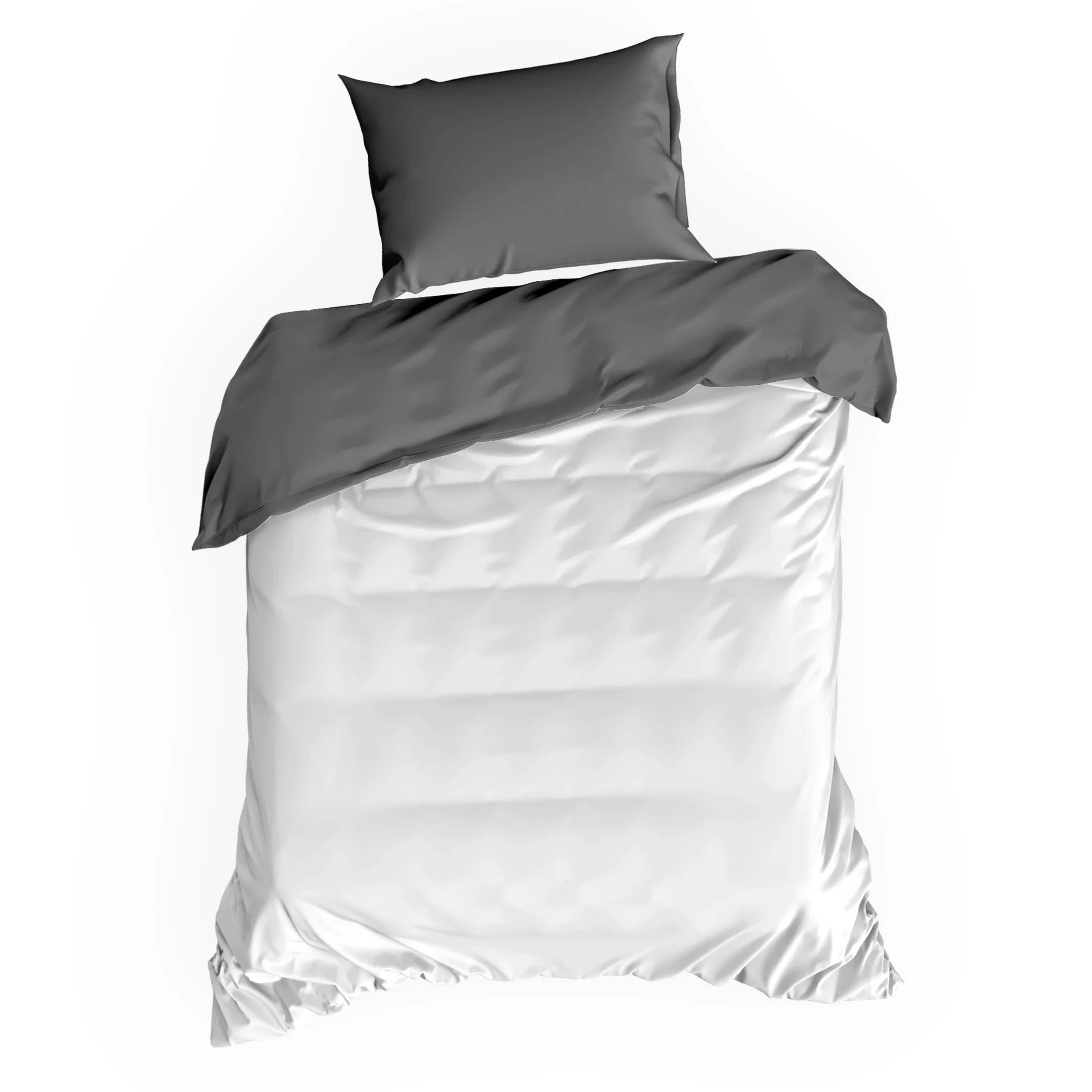 Pościel 140x200 cm komplet 2 częściowy bawełniana kolor biały, stalowy dwustronna NOVA 3 Eurofirany