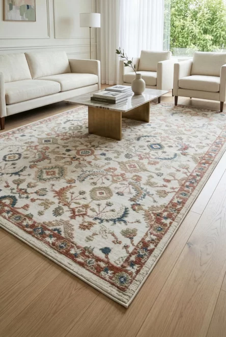 Dywan 60x100 cm kremowo, ceglasty z klasycznym motywem w stylu vintage ELORA8 Eurofirany
