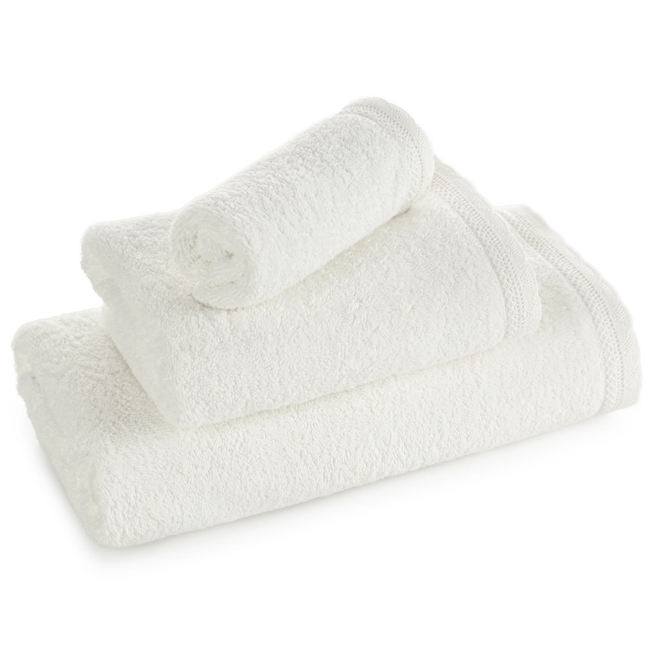 Ręcznik do rąk 30x50 cm bawełniany kolor kremowy zdobiony kordonkową koronką 500 g/m2 SOFIA Eurofirany