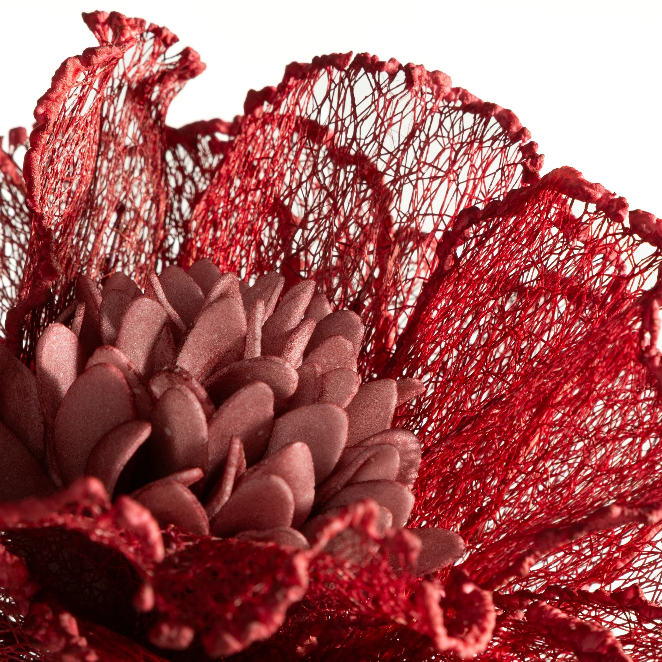 Kwiat sztuczny czerwony z siateczki 85 cm Eurofirany