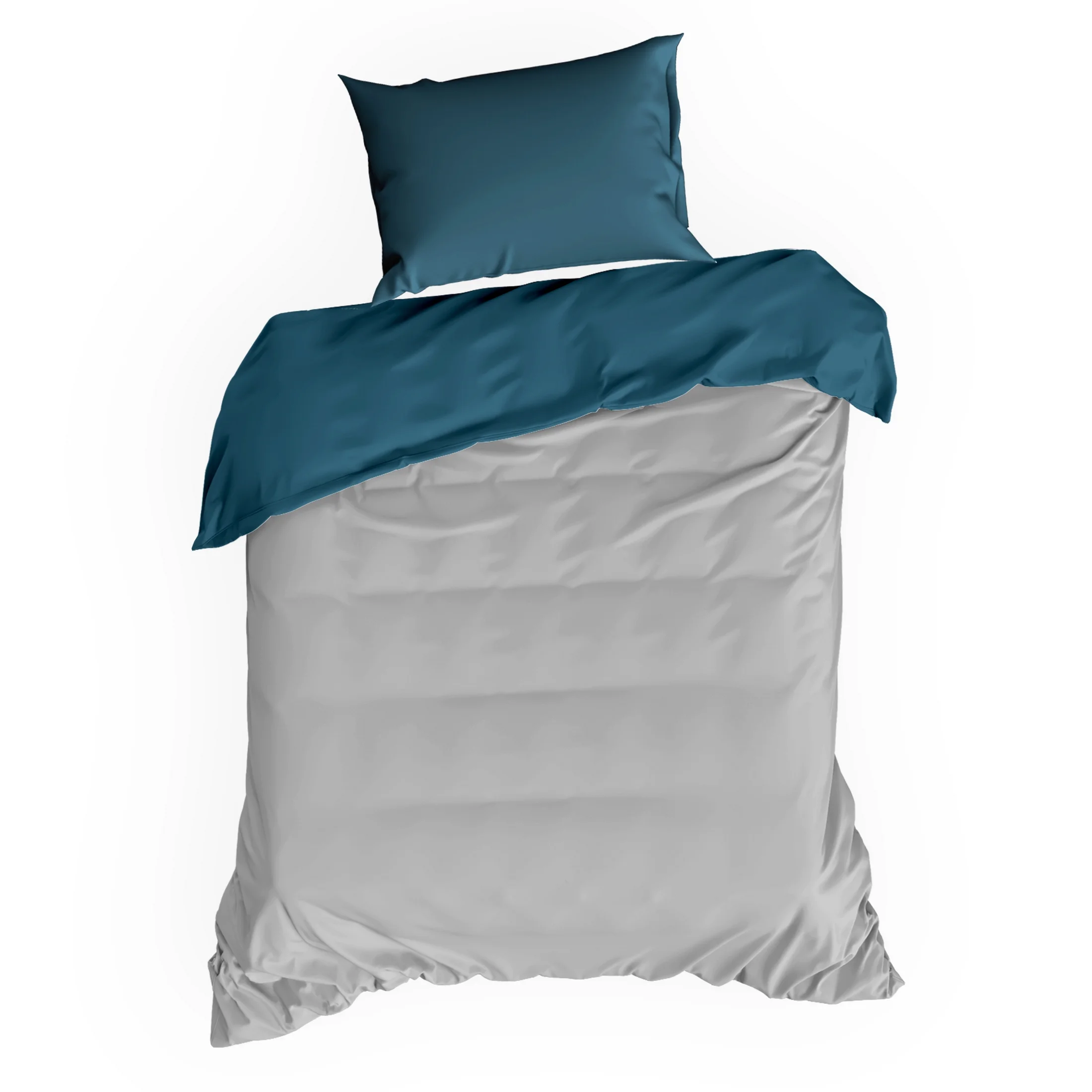 Pościel 140x200 bawełniana kolor jasnoszary, turkusowy dwustronna NOVA 3 Eurofirany