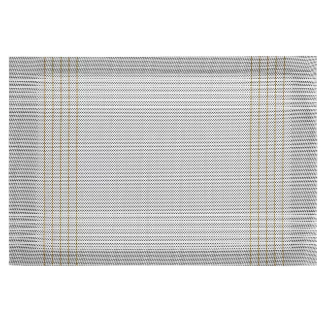 Podkładka na stół biało, złota 30x45 cm KARA zdobiona w subtelna kratkę Eurofirany