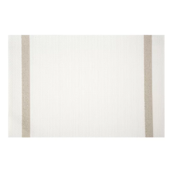 Podkładka na stół biało, beżowa 30x45 cm RUBY zdobiona pasami pleciona Eurofirany
