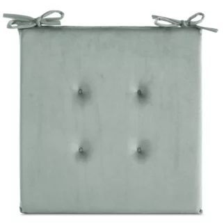 Poduszka na krzesło 40 x 40 x 3 cm welwetowa szałwiowa z ozdobnym pikowaniem i praktycznymi troczkami GAJA Eurofirany
