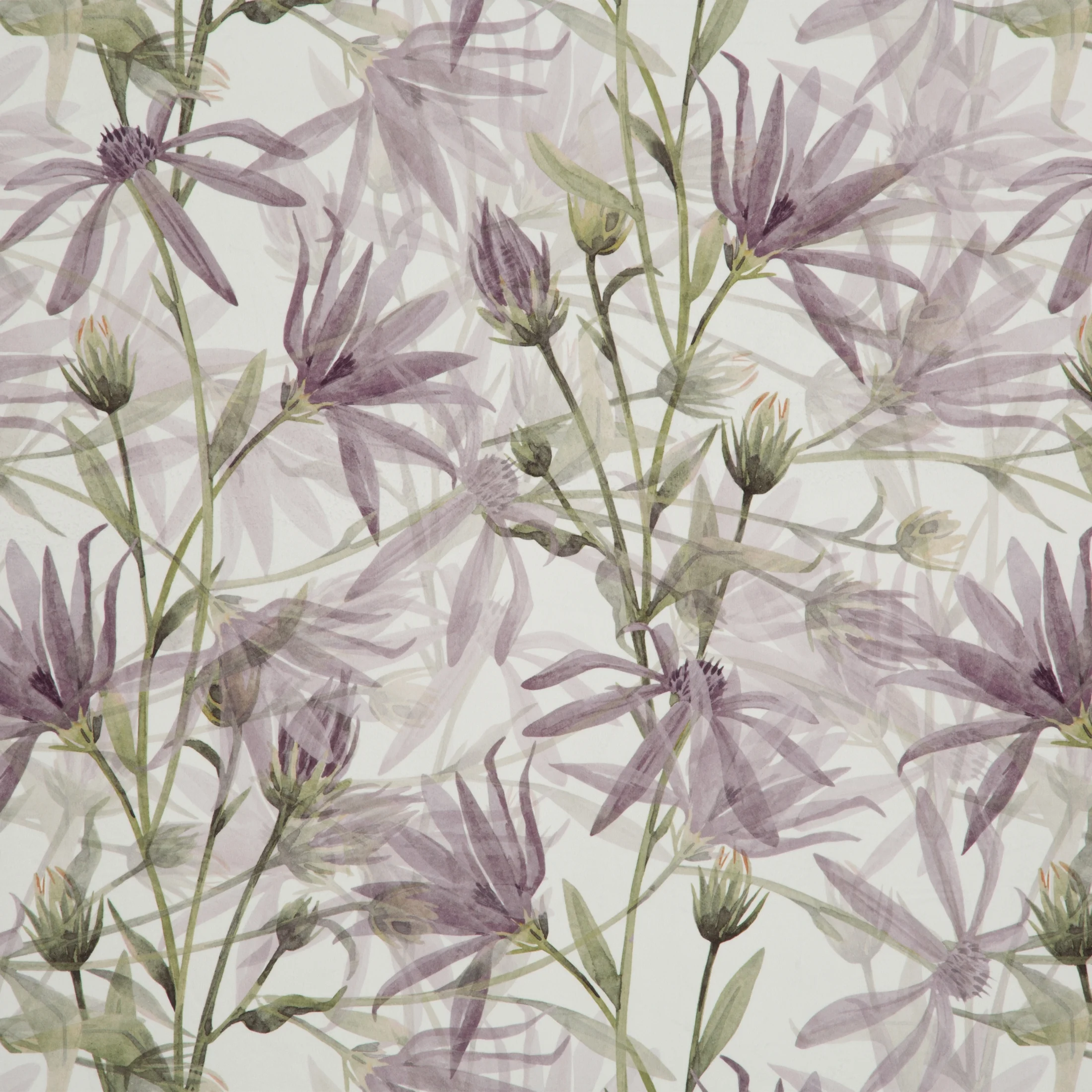 Zasłona fioletowo, zielona z motywem malowanych kwiatów z welwetu 140x250 cm przelotka TESSA Eurofirany