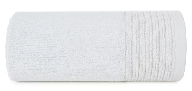Ręcznik do rąk 30x50 cm bawełniany kolor biały zdobiony błyszczącą bordiurą 500 g/m2 LARI Eurofirany